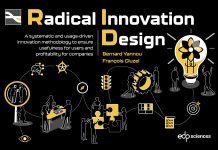 L'image montre la couverture d'un livre électronique intitulé "Radical Innovation Design", rédigé par Bernard Yannou et François Cluzel. Il présente une représentation graphique de divers concepts liés à l'innovation et au design.