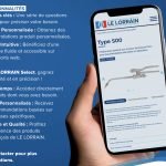 Une personne tient un smartphone affichant une page Web du « Lorrain » en français, présentant un article sur les types et services de robinetterie. La page comprend du texte et une image d'un robinet, mettant en évidence le