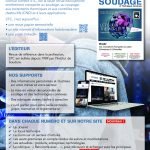L'image est un graphique promotionnel pour le magazine "soudage & equipements", mettant en avant diverses fonctionnalités et sujets abordés dans le magazine tels que les techniques de soudage, les comparaisons, les tests de produits et l'actualité de l'industrie, avec un accent particulier sur l'édition 2024. le graphique comprend du texte en français, des images de la couverture du magazine, des articles et une tablette numérique affichant la publication, ainsi que des icônes indiquant le nouveau contenu et les options d'abonnement numérique.