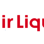 Le logo Air Liquide avec une icône circulaire bleue à gauche et les mots « Air Liquide » en lettres rouges en gras à droite sur un fond transparent.