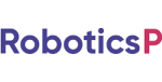 Un logo avec un engrenage stylisé violet et rose et un circuit sur la gauche, à côté des mots "Robotics Place" dans une police dégradée bleue et rose sur un fond blanc.