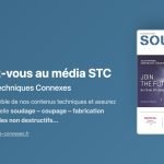 Une image promotionnelle pour le média STC, Soudage et Techniques Connexes, présentant une couverture de magazine et une invitation à s'abonner avec un lien vers le site web, met en avant des sujets tels que le soudage, le coupage, la fabrication additive, le contrôle non destructif et le Brouillon auto.