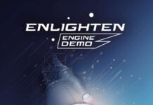 Affiche représentant une tuyère de moteur-fusée avec des graphiques en forme de circuit, un texte promouvant les technologies de moteurs à forte poussée pour les lanceurs spatiaux européens durables et à faible coût, et un logo financé par l'Union européenne en bas de l'affiche.